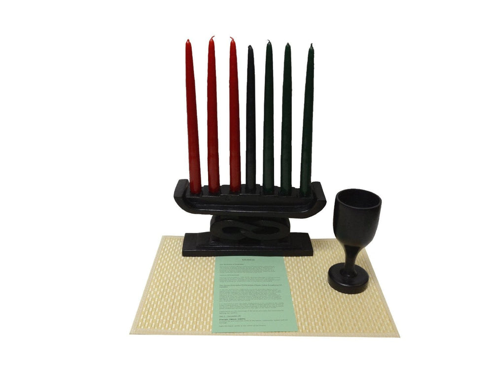 Hand Made Ghanian Kwanzaa Unity Kinara and Celebration Set