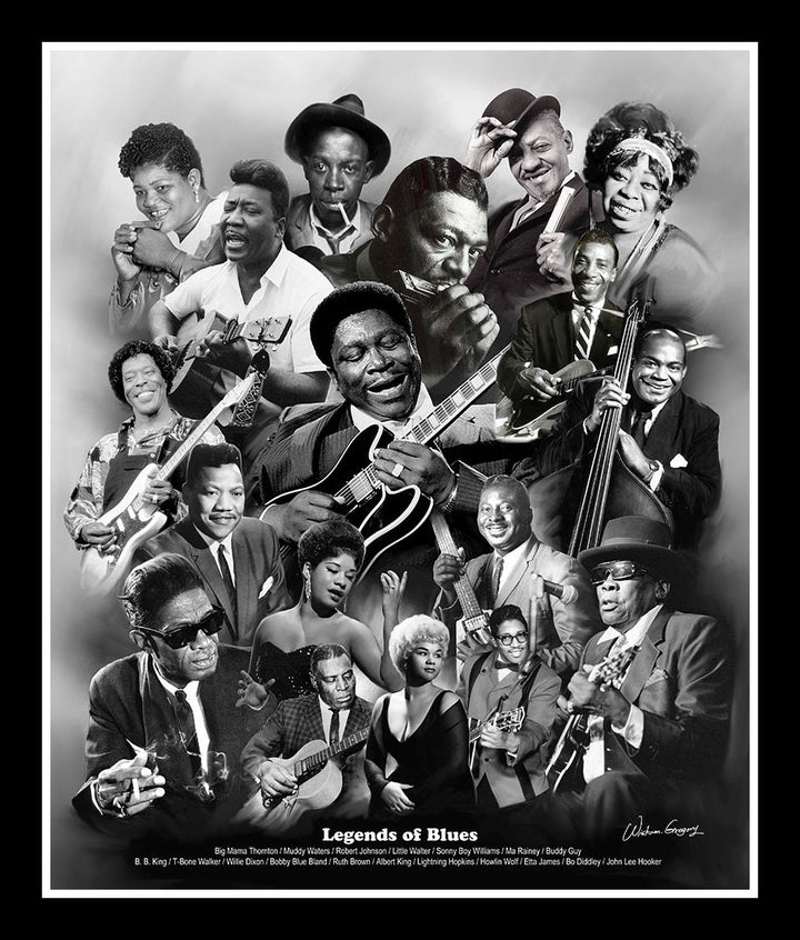 Legends of the Blues (Great Blues Musicians) by Wishum Gregory (Framed Art Print)