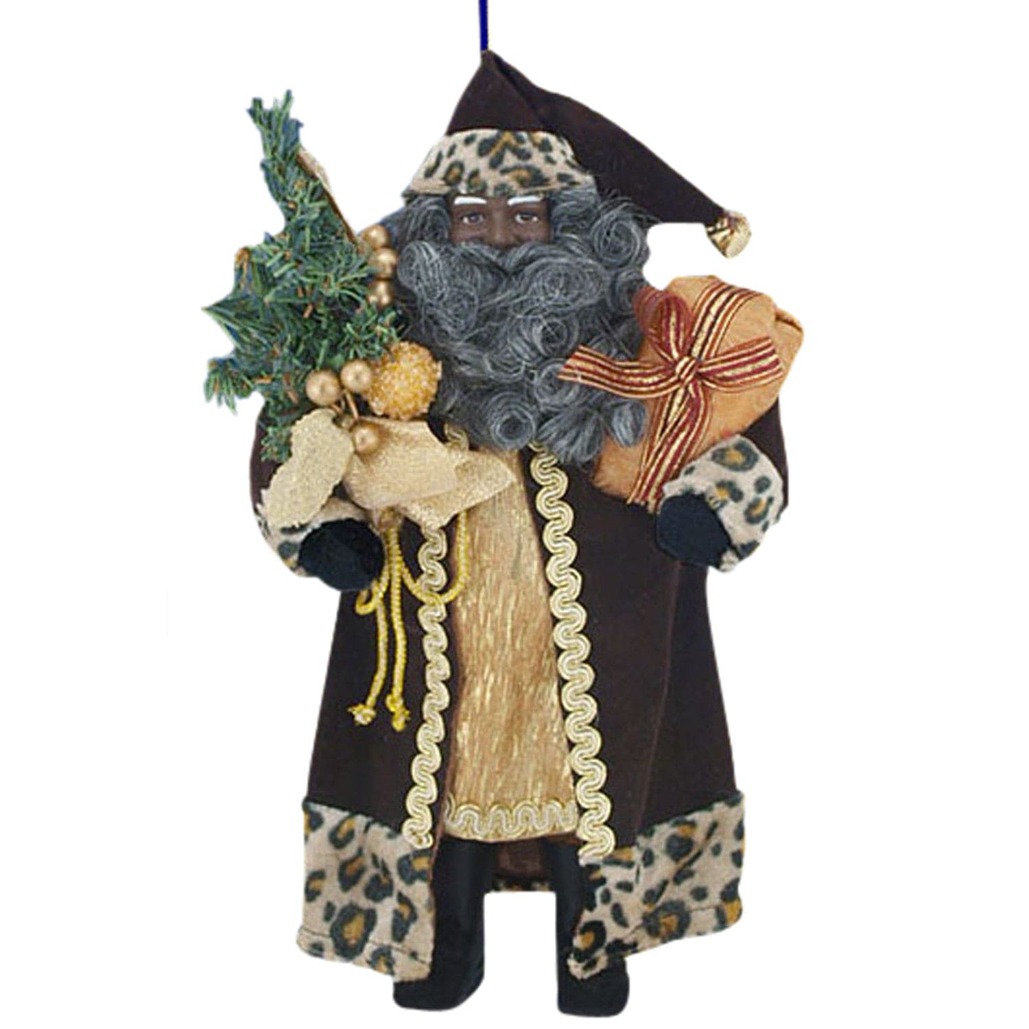 African American Leopard Santa Claus Christmas Ornament – The