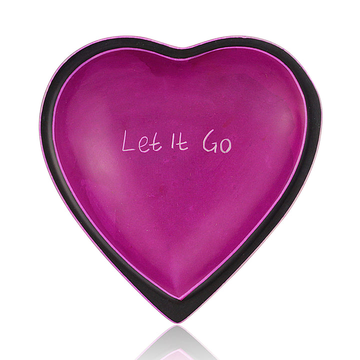Let It Go Kenyan Heart Shaped Soapstone Dish by Venture Imports