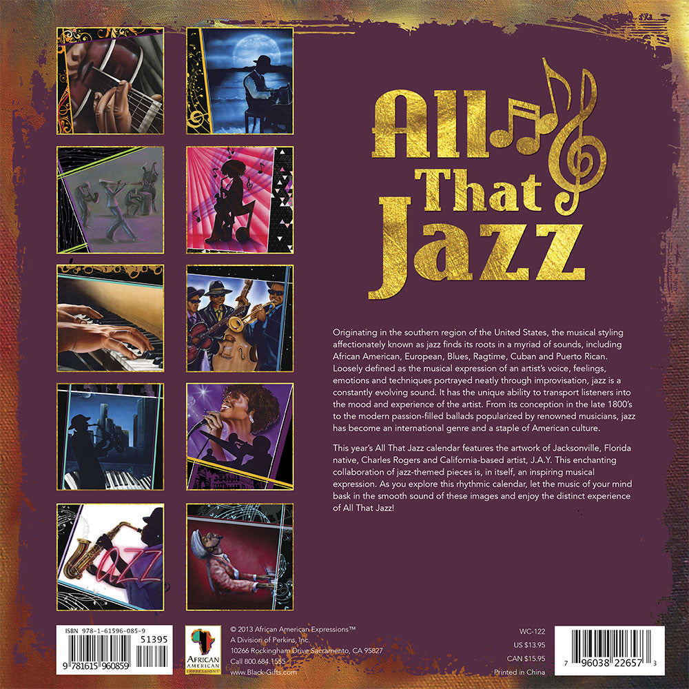 All That Jazz (2014 African-American Wall Calendar - Back)