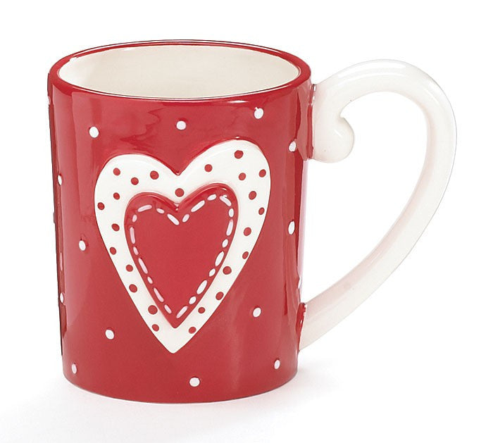 Gingham Hearts Ceramic Mug by Burton and Burton