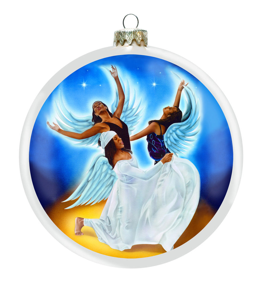 Angels Trio: African American Christmas Ornament (Front)