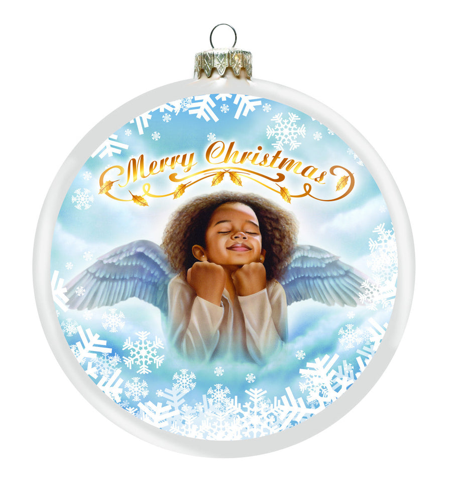 Little Angel: African American Christmas Ornament (Front)