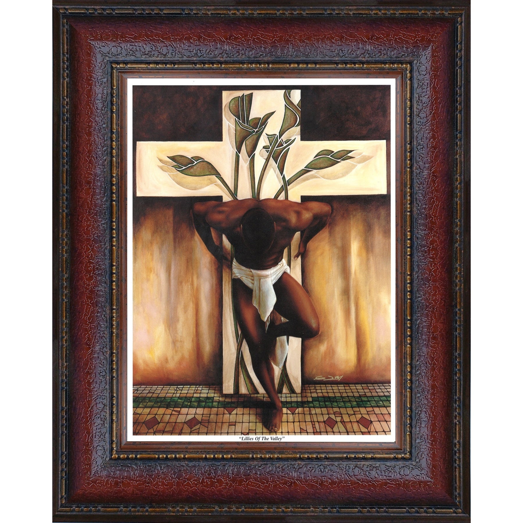 4 of 5: Lilies In The Valley-Art-Gerald Ivey-10x8 inches-Brown Frame-The Black Art Depot