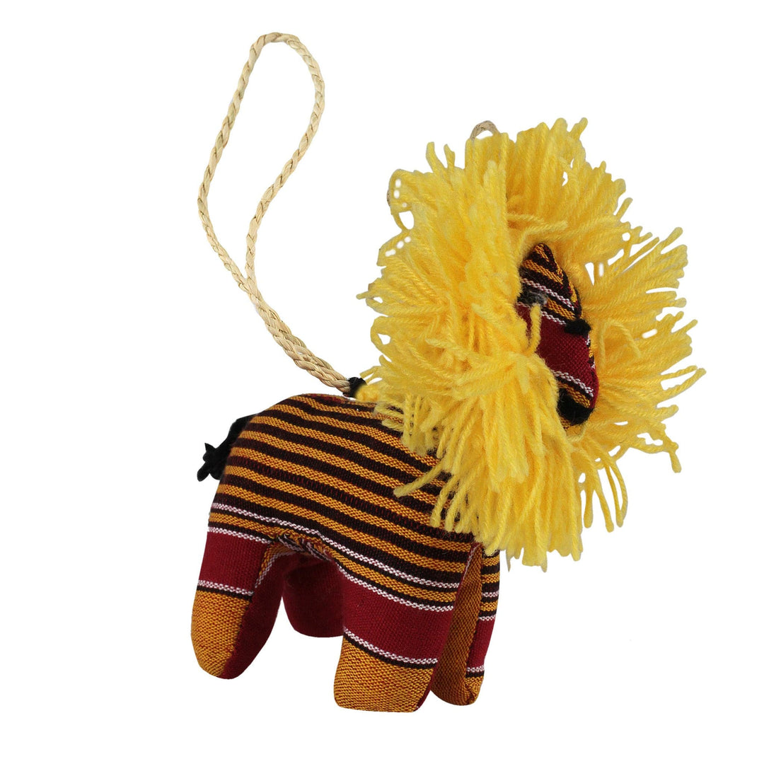 Ugandan Hand Made Stuffed Lion Kikoy Christmas Ornament