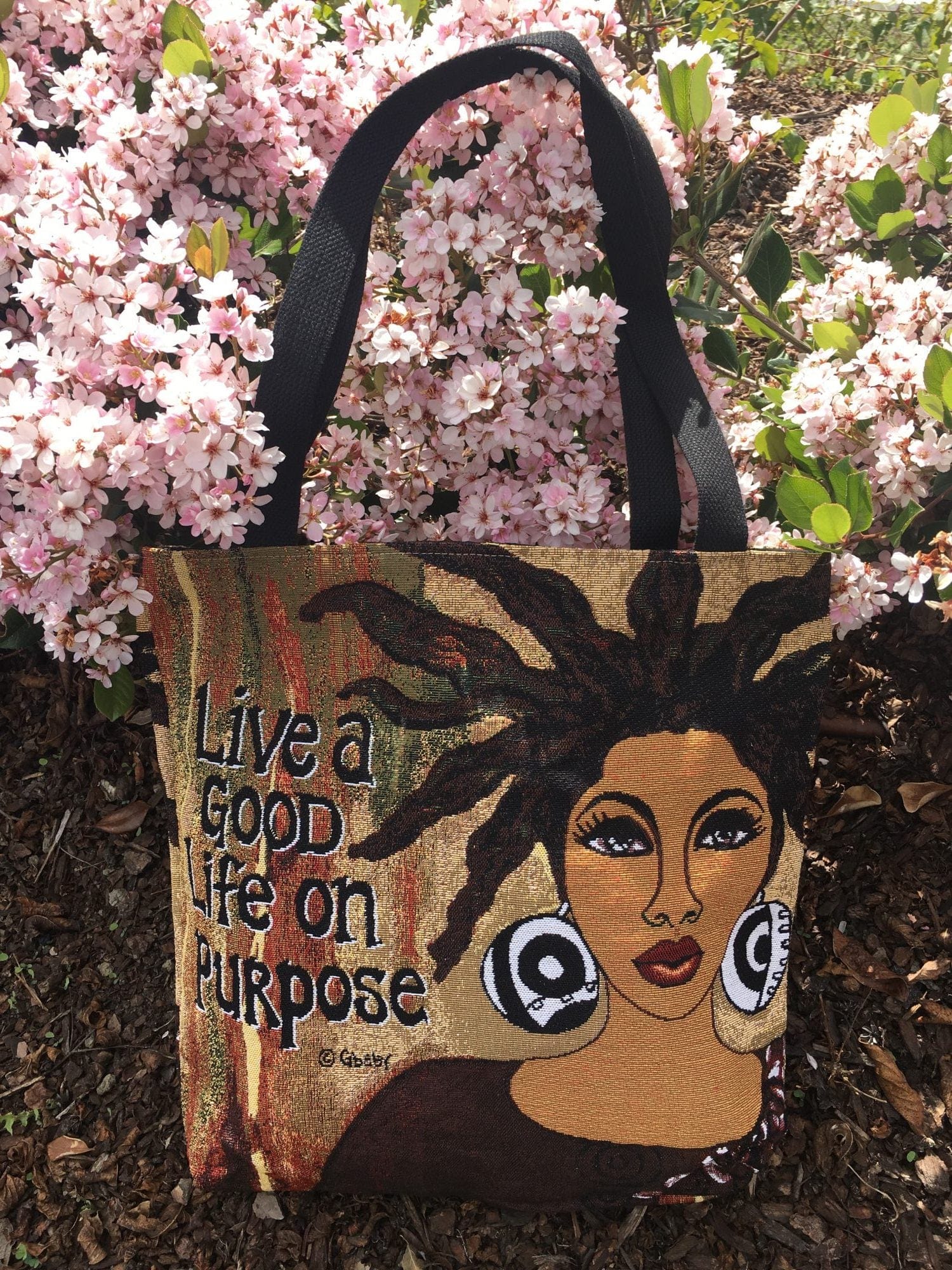 Live a Good Life on Purpose African American Woven Tote Bag by GBaby