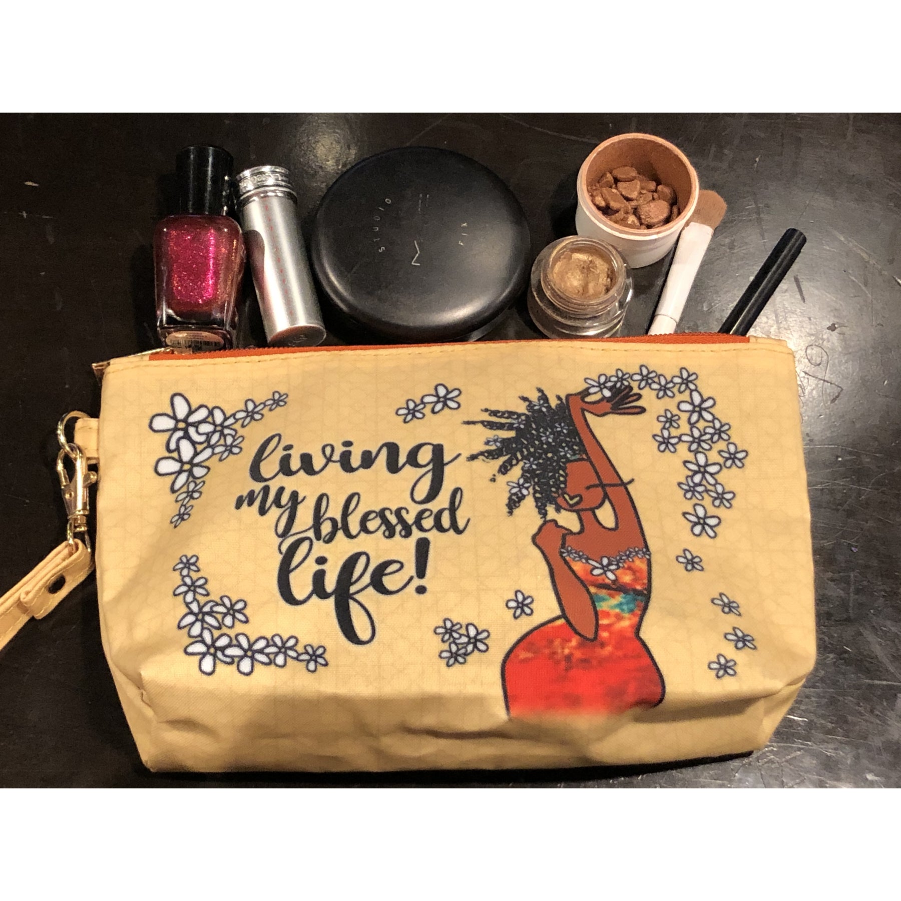 2 of 4: Living My Blessed Life Cosmetic Pouch by Kiwi McDowell