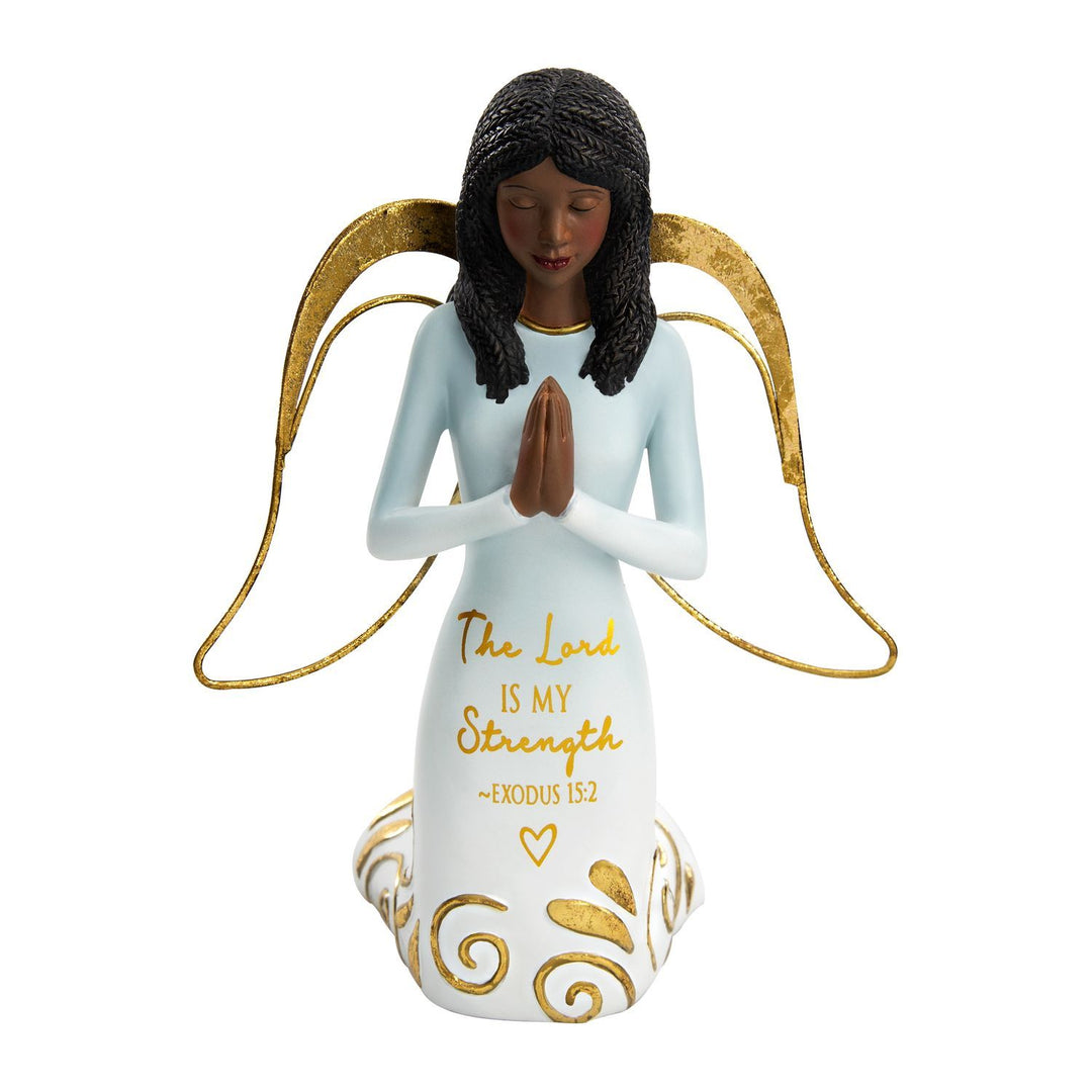 The Lord is My Strength by Amylee Weeks: African American Angel Figurine (Front)