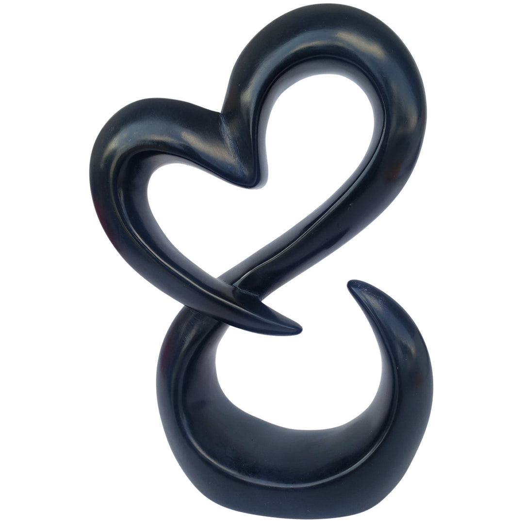 Love Blossoms: Authentic African Hand Carved Soapstone Sculpture (Black)