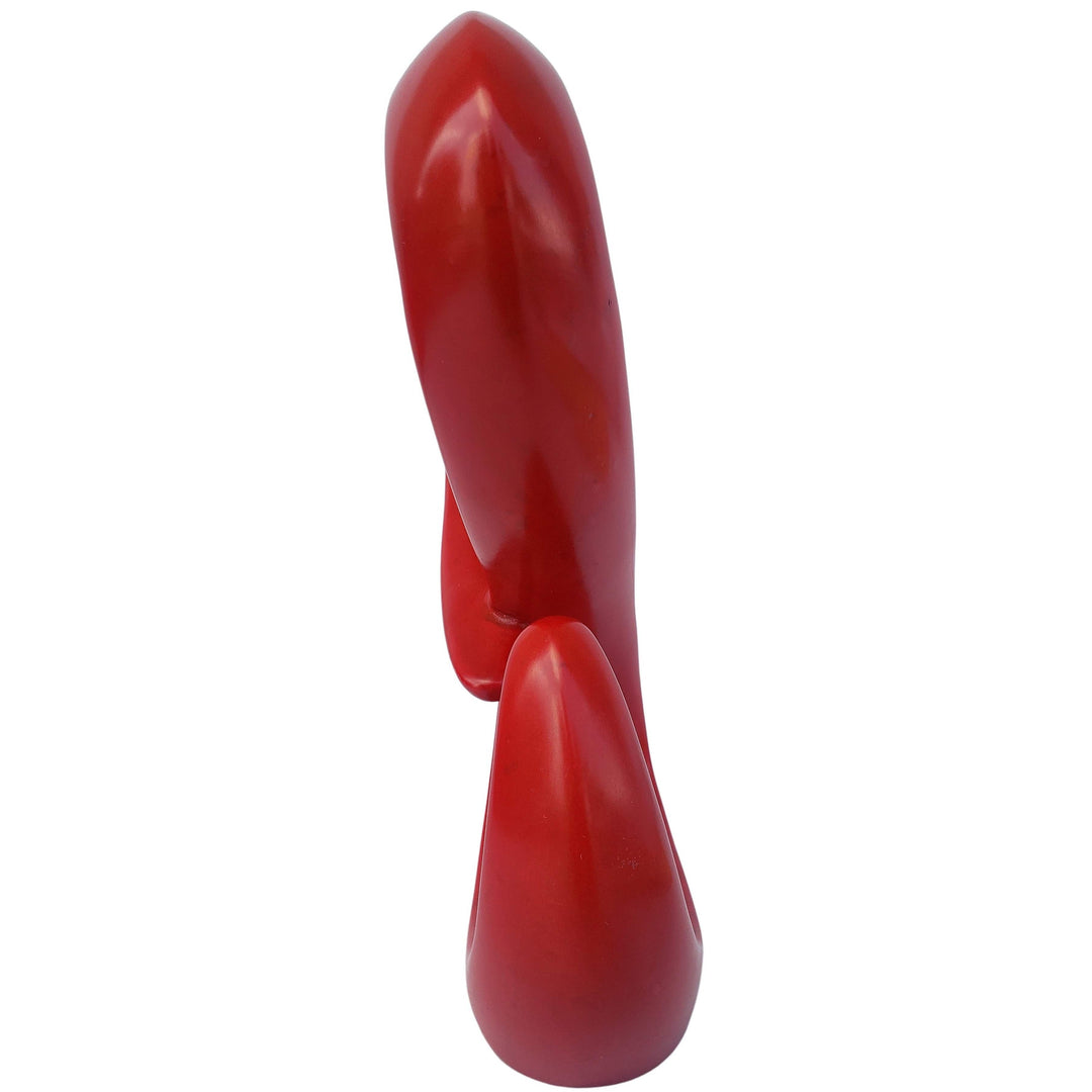 Love Blossoms: Authentic African Hand Carved Soapstone Sculpture (Red)