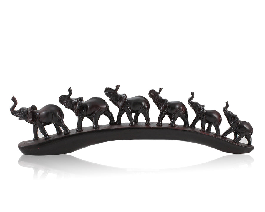 Elephant Train Faux Wood Carving by Unison Gifts