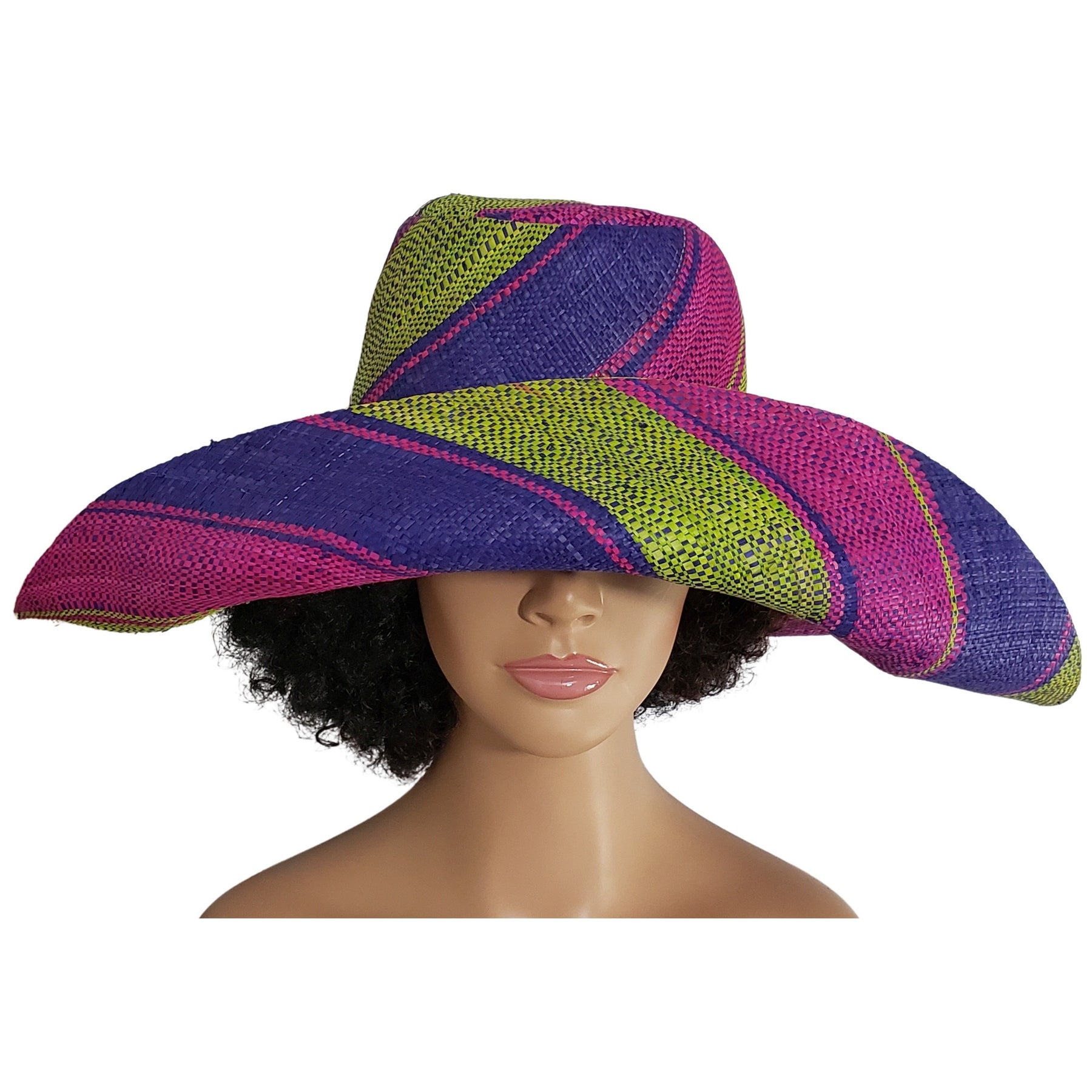 4 of 4: Mariama: Authentic Hand Woven Multi-Color Madagascar Big Brim Raffia Sun Hat