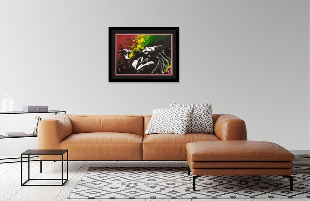 Bob Marley by Cecil Reed Jr. (Black Frame - Double Mat - Mock Up)