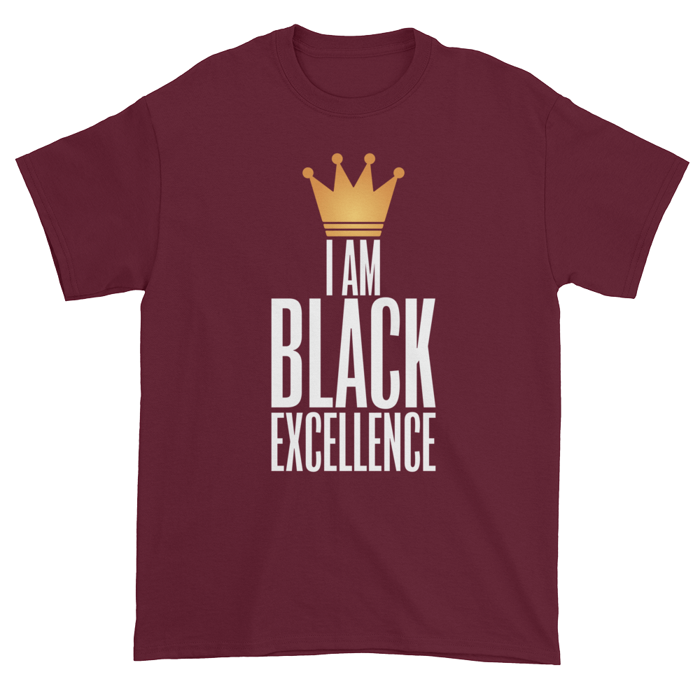 I Am Black Excellence Men's Short Sleeved T-Shirt (Maroon)