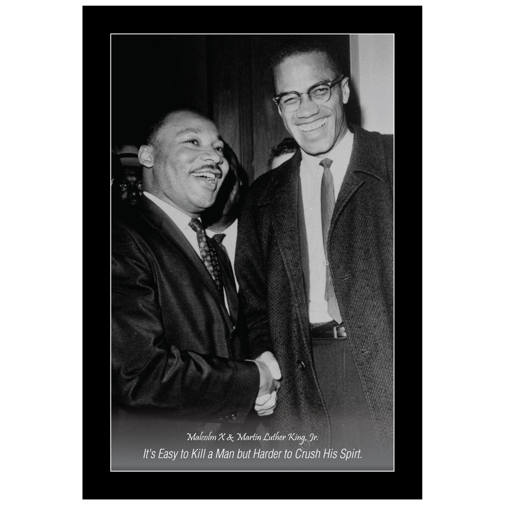 Malcolm X and Martin Luther King Jr: The Meeting by Sankofa Designs (Black Frame)