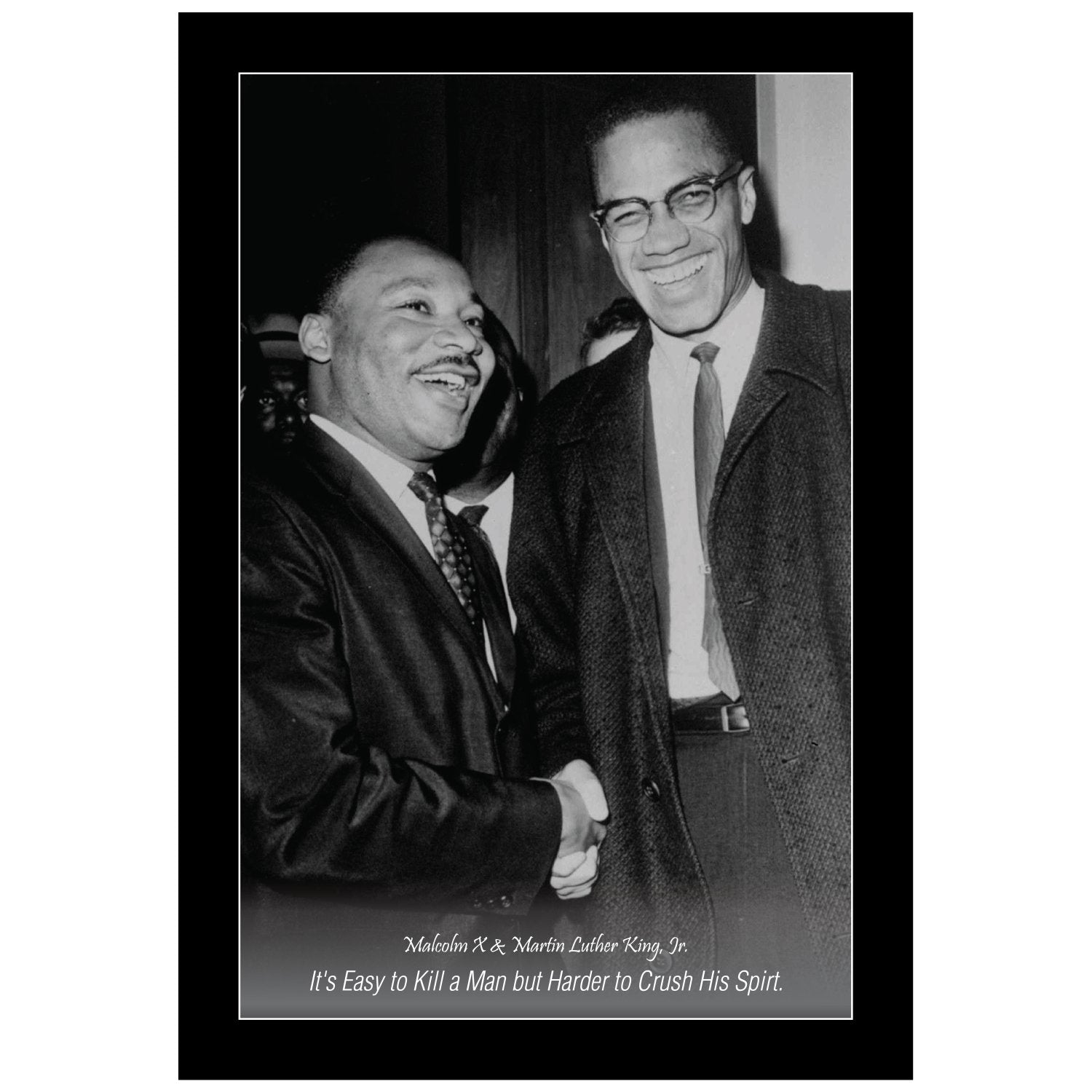2 of 2: Malcolm X and Martin Luther King Jr: The Meeting by Sankofa Designs (Black Frame)