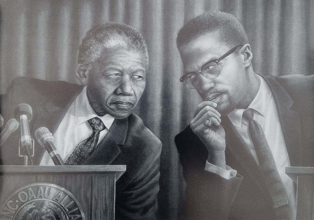 Meeting of the Minds (Malcolm X and Nelson Mandela) by Jay C. Bakari