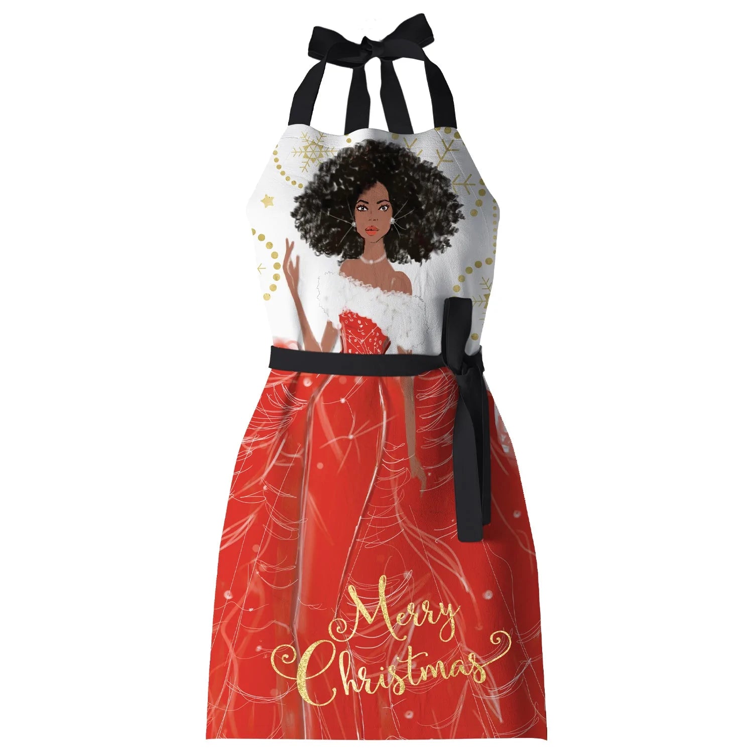 1 of 2: Merry Christmas by Nicholle Kobi: African American Kitchen Apron