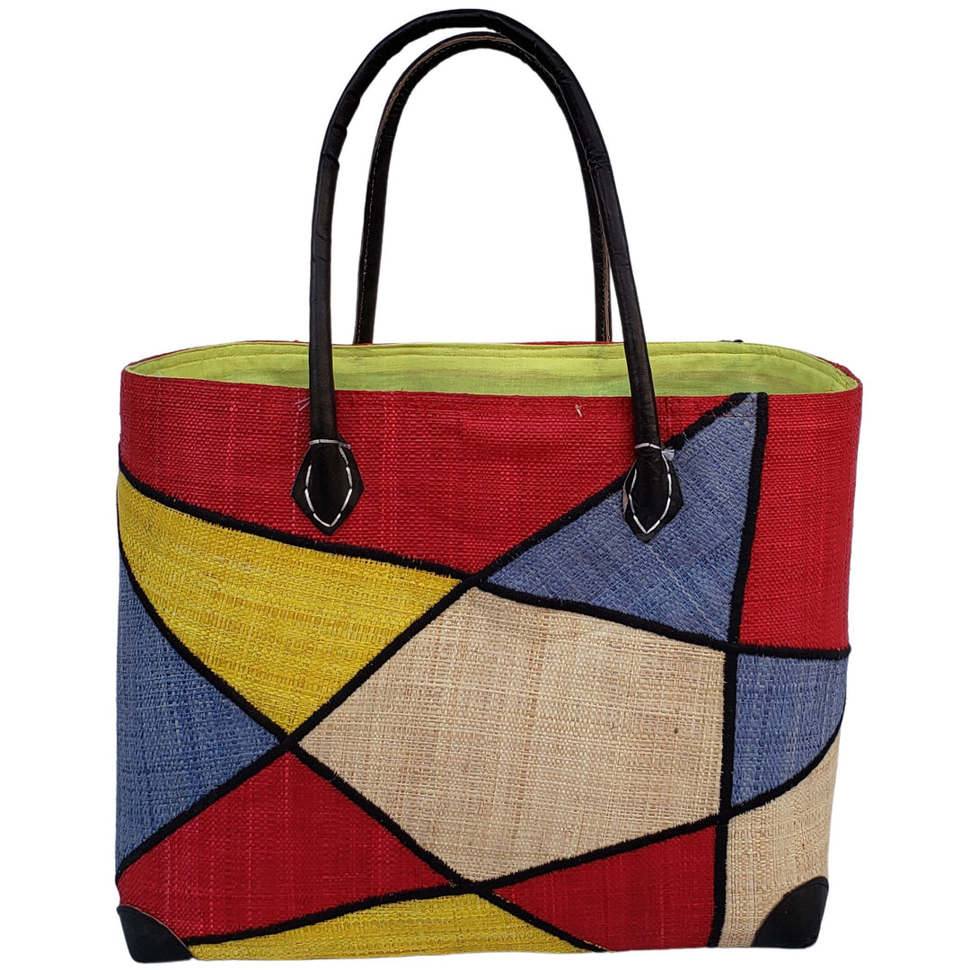 Mirana: Authentic Hand Made Multicolor Madagascar Raffia Hand Bag (Red Multicolor)