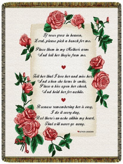 If Roses Grow in Heaven Tapestry Throw 