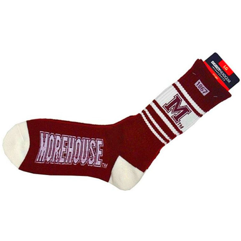Morehouse College Maroon Tigers Maroon and White Socks by Big Boy Headgear