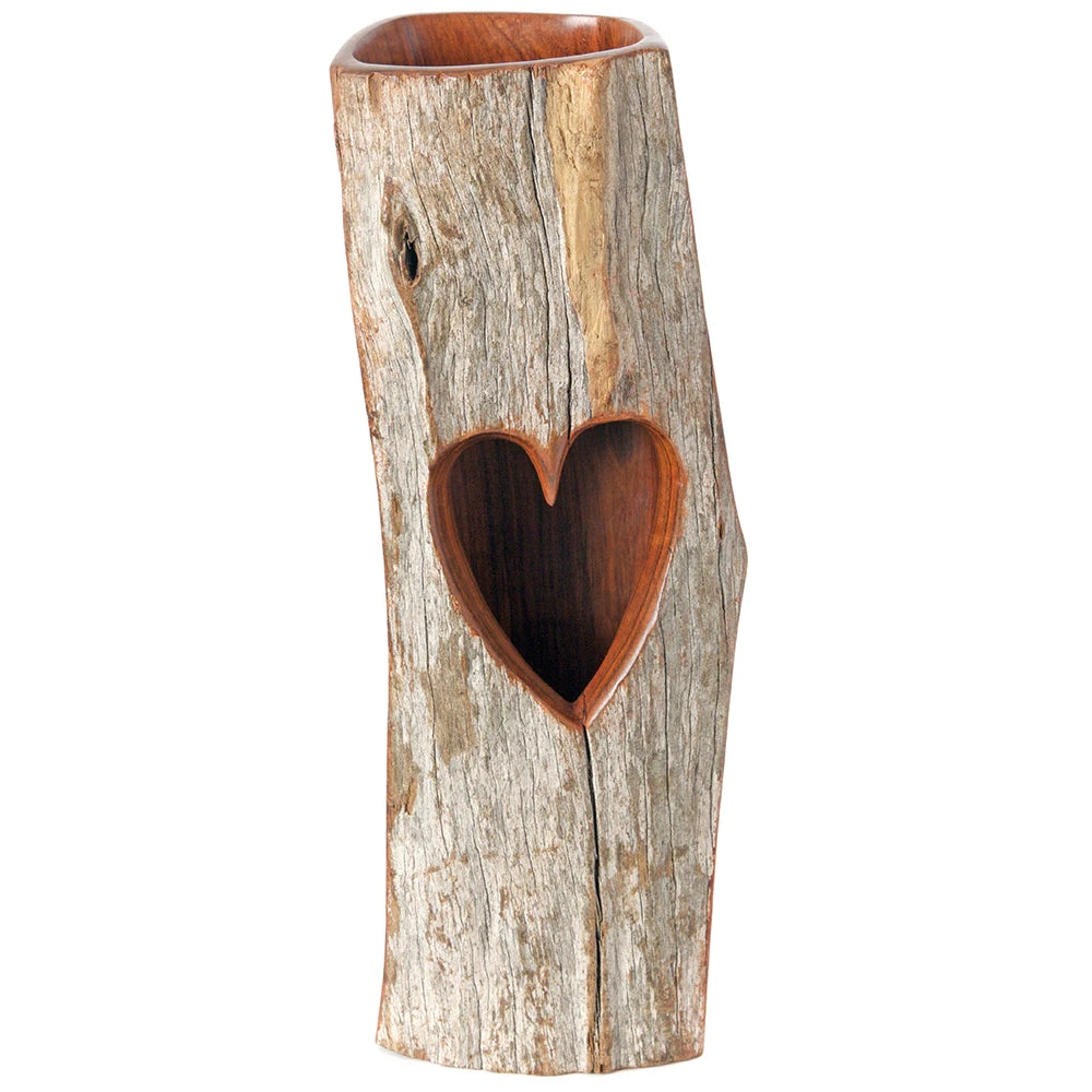 Moyo: Authentic Hand Carved African Sandalwood Heart Vase