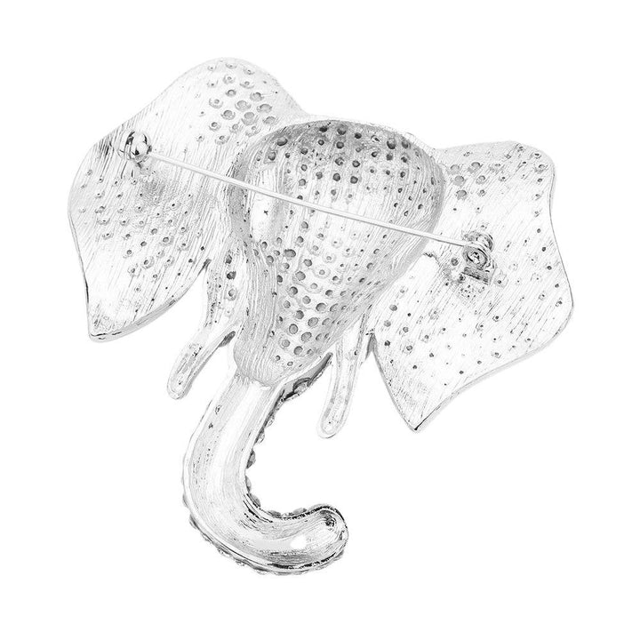 Delta Sigma Theta Inspired Sparkling Crystal Elephant Brooch (Back)