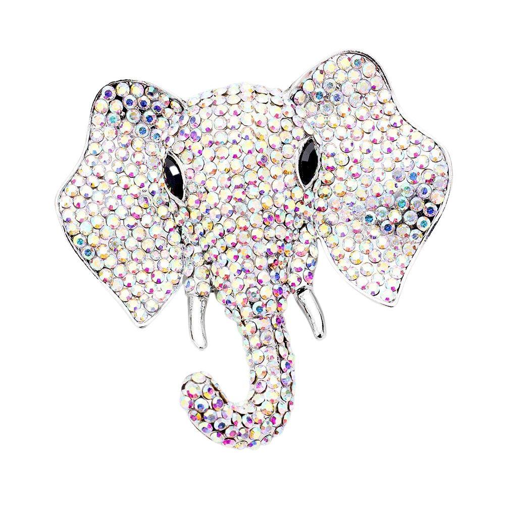 Delta Sigma Theta Inspired Sparkling Crystal Elephant Brooch (Multicolor)