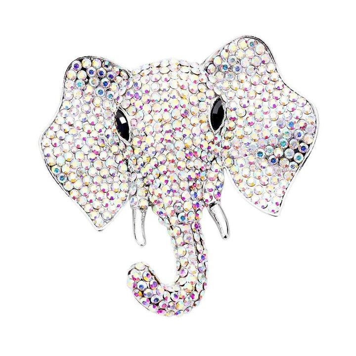 Delta Sigma Theta Inspired Sparkling Crystal Elephant Brooch (Multicolor)