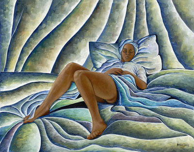 Dreaming Woman-Art-Nathaniel Barnes-27x32 Inches-Unframed-The Black Art Depot