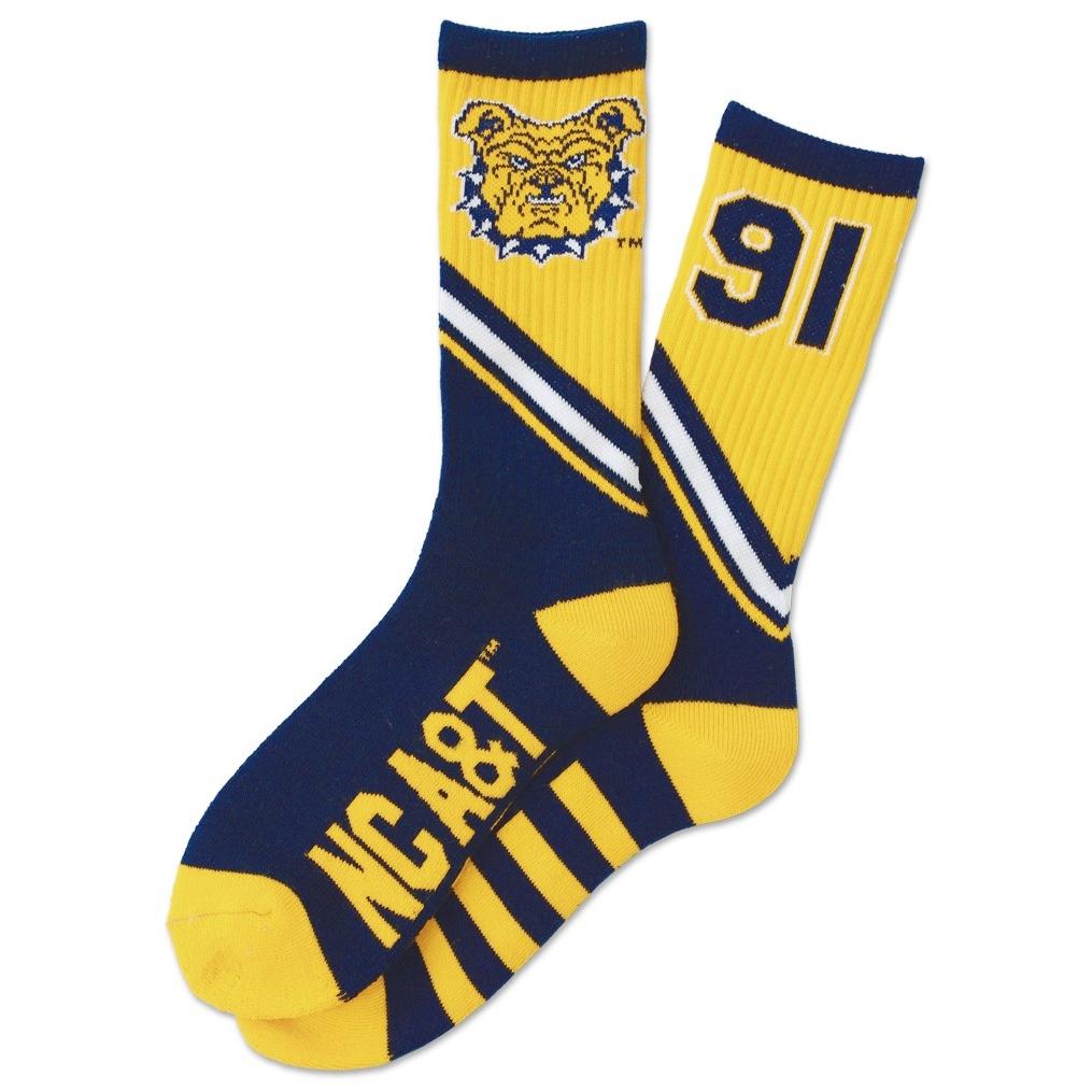 North Carolina A&T State University Aggie Pride Blue & Gold Full Length Socks