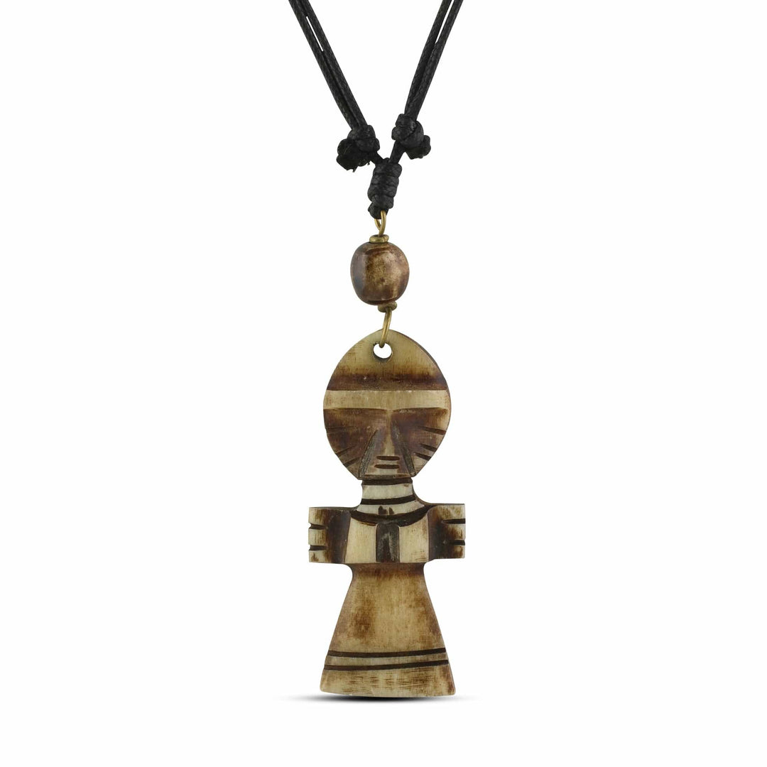 Akuaba II: African Cow Bone Pendant Necklace