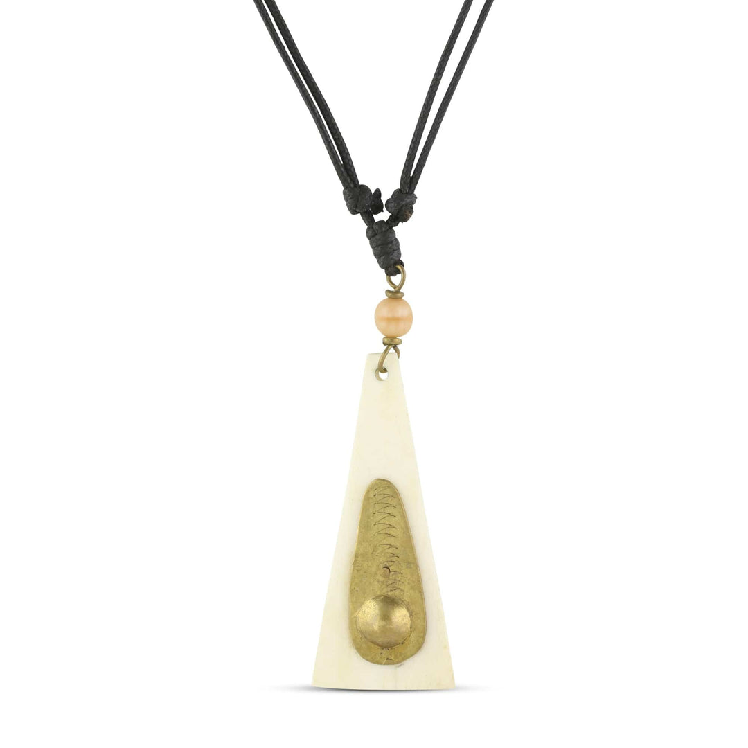 The Pyramid: Authentic African Bone and Brass Pendant Necklace