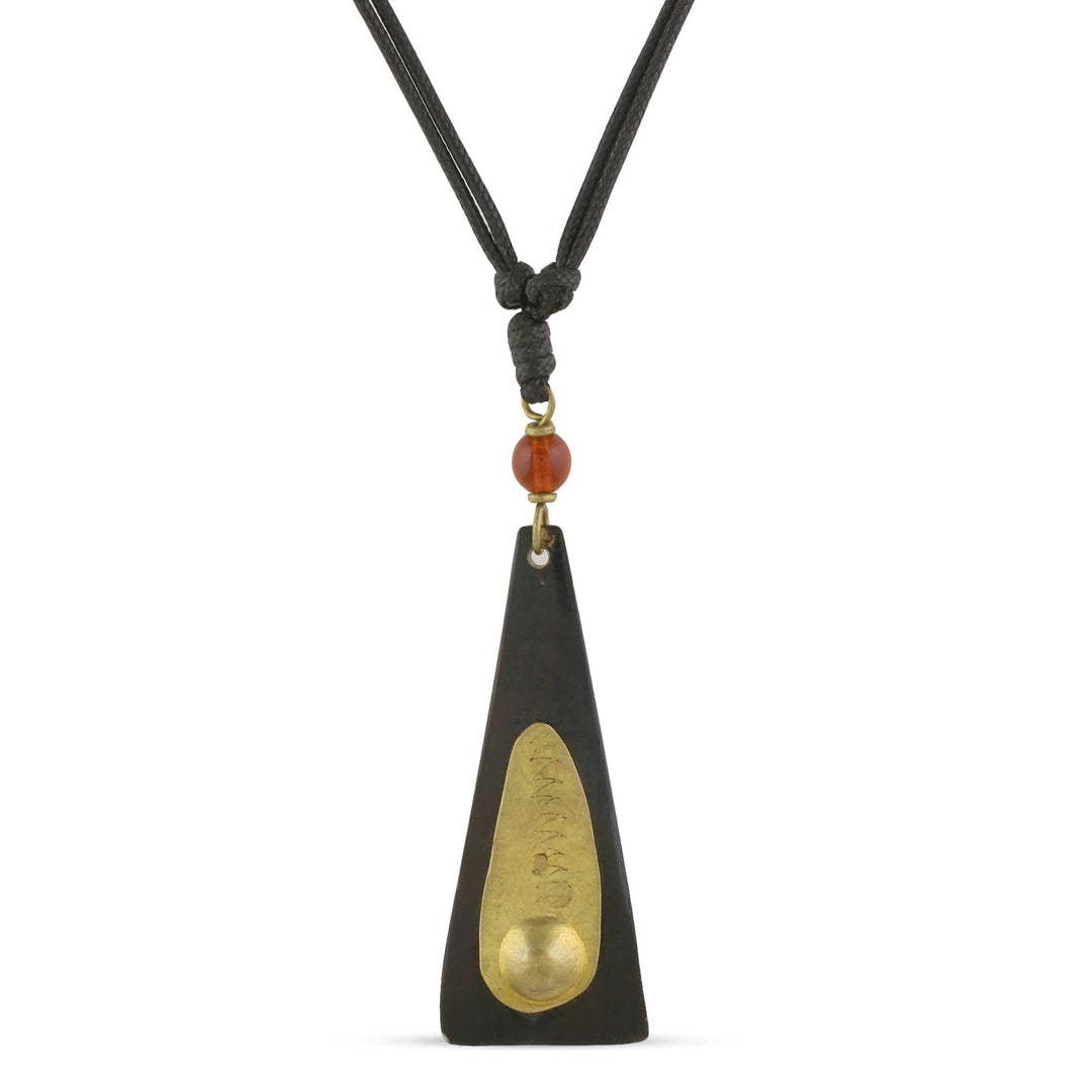 The Pyramid: Authentic African Bone and Brass Pendant Necklace