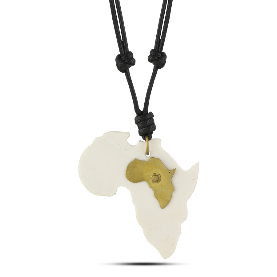 Africa Bone and Brass: Authentic African Bone & Brass Pendant Necklace