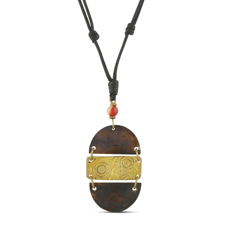 Wawuda: Authentic African Bone and Brass Pendant Necklace