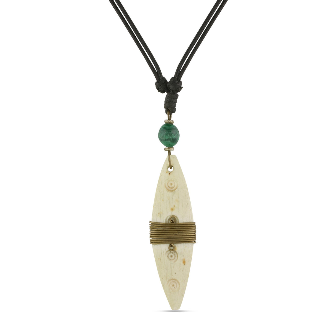 Naserian: Authentic African Bone and Brass Pendant Necklace
