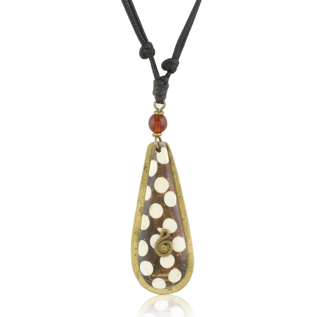 Zawadi: Authentic African Bone and Brass Pendant Necklace