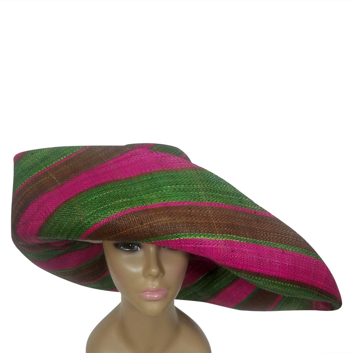 Soa: Authentic African Handwoven Multicolor Madagascar Big Brim Raffia Sun Hat