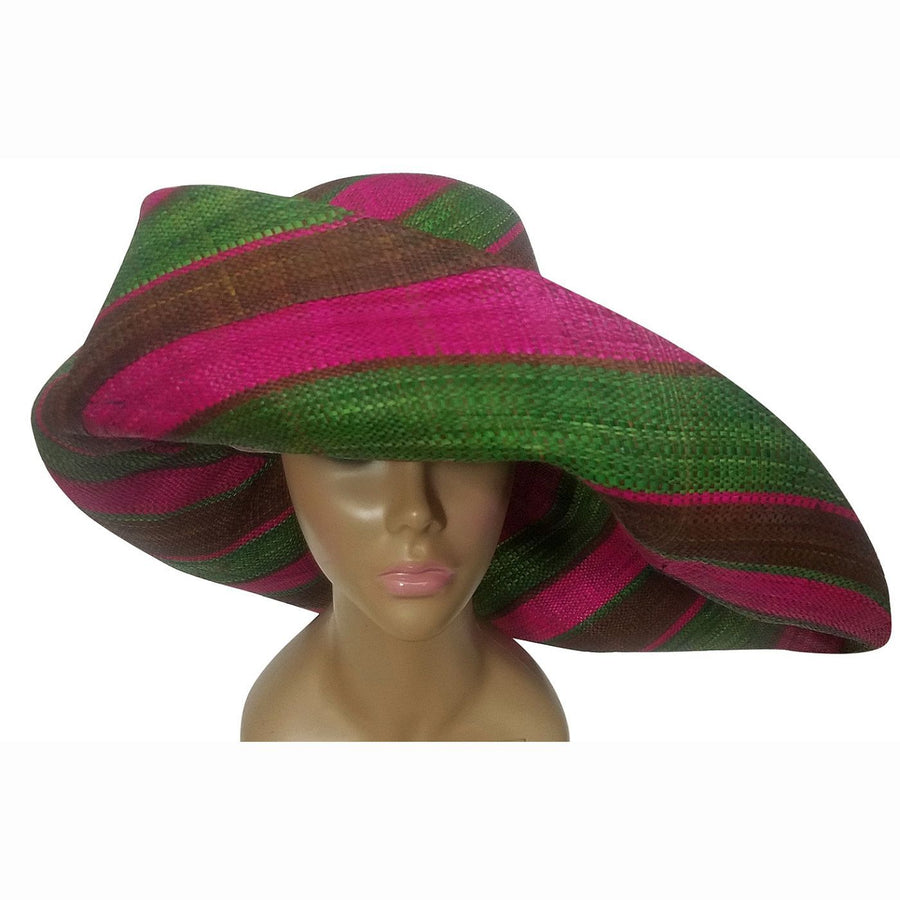Soa: Authentic African Handwoven Multicolor Madagascar Big Brim Raffia Sun Hat