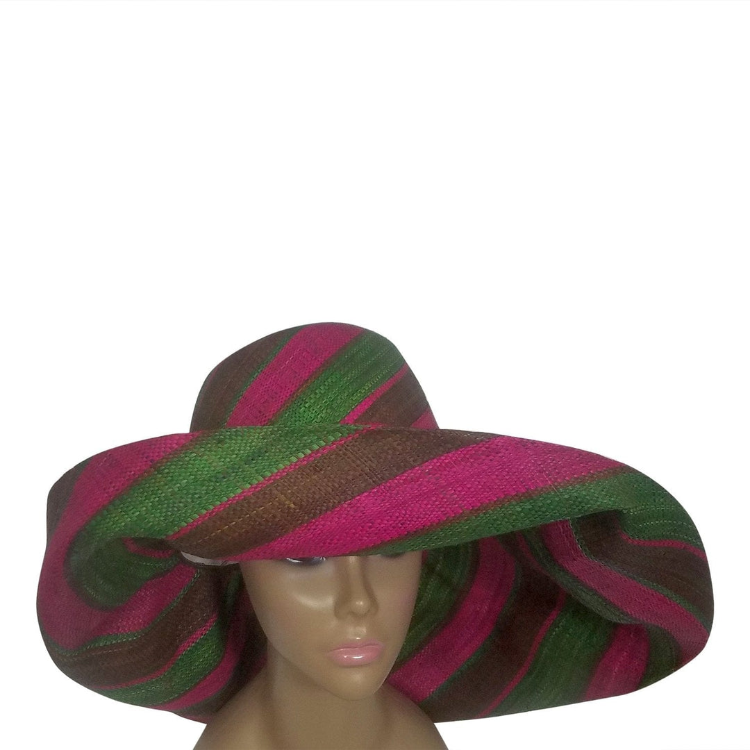 Soa: Authentic African Handwoven Multicolor Madagascar Big Brim Raffia Sun Hat