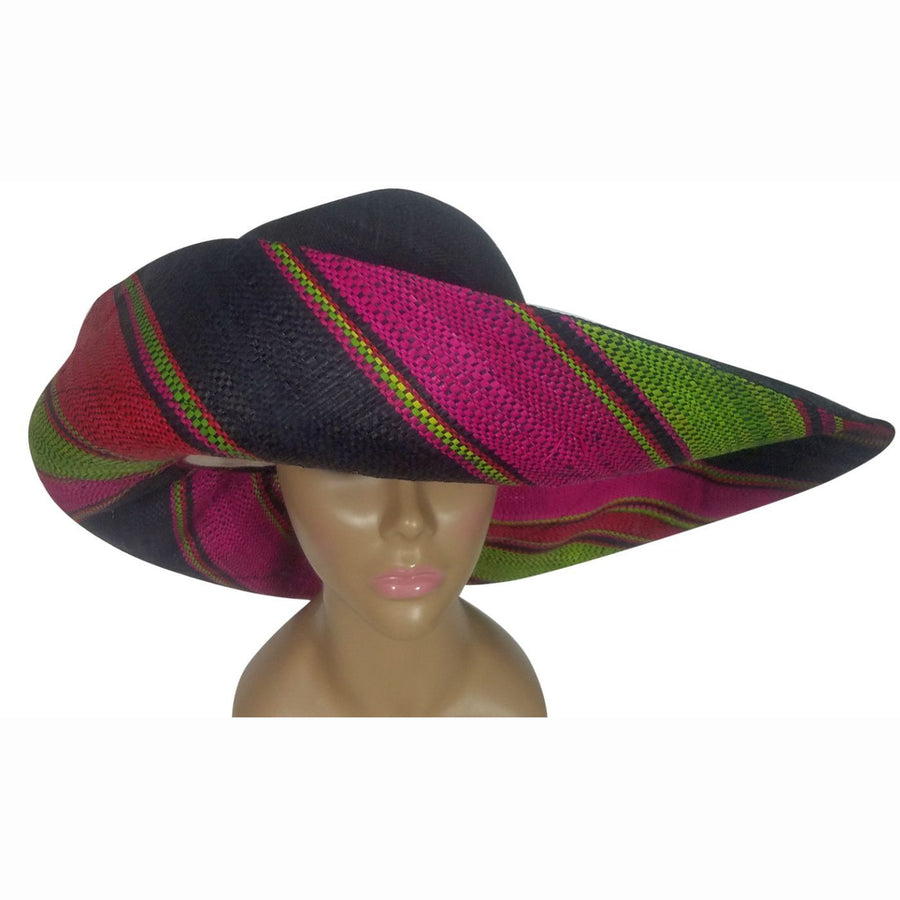 Sedera: Authentic African Handwoven Multi-Color Madagascar Big Brim Raffia Sun Hat