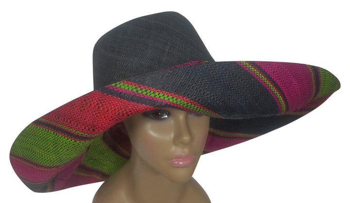 Sedera: Authentic African Handwoven Multi-Color Madagascar Big Brim Raffia Sun Hat
