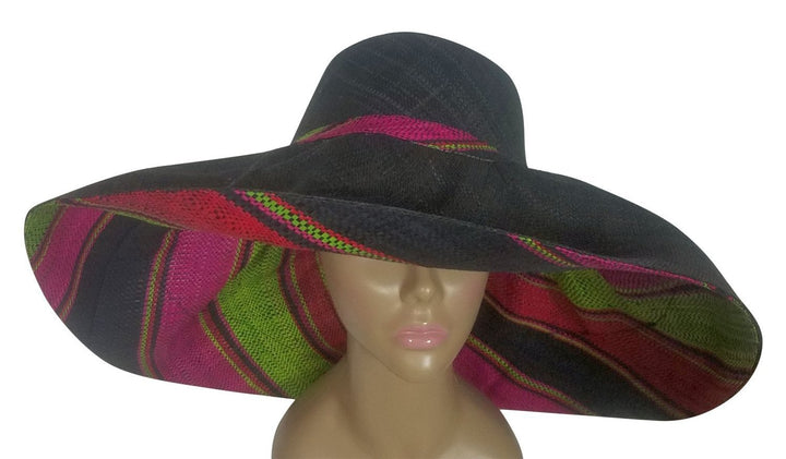 Sedera: Authentic African Handwoven Multi-Color Madagascar Big Brim Raffia Sun Hat