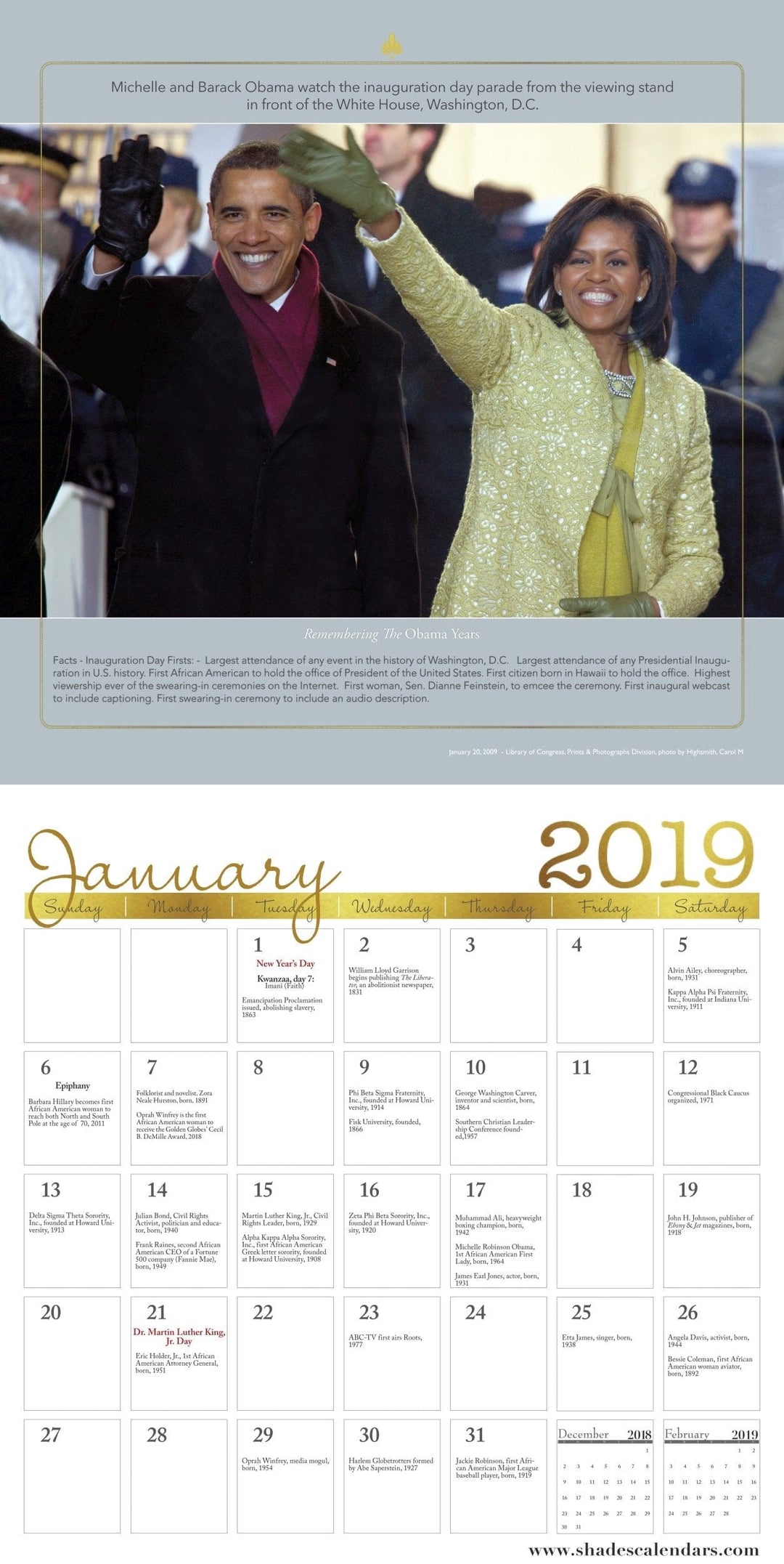Remembering the Obama Years (2019 Black History Commemorative Calendar) (Interior)