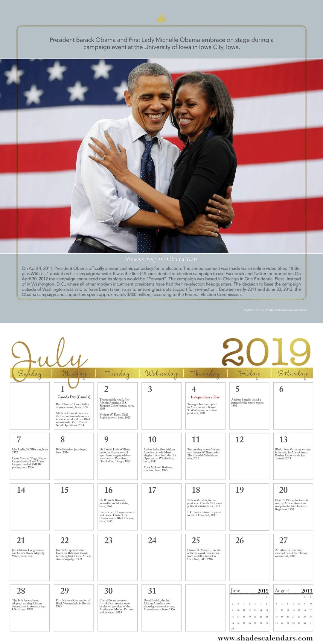 Remembering the Obama Years (2019 Black History Commemorative Calendar) (Interior)