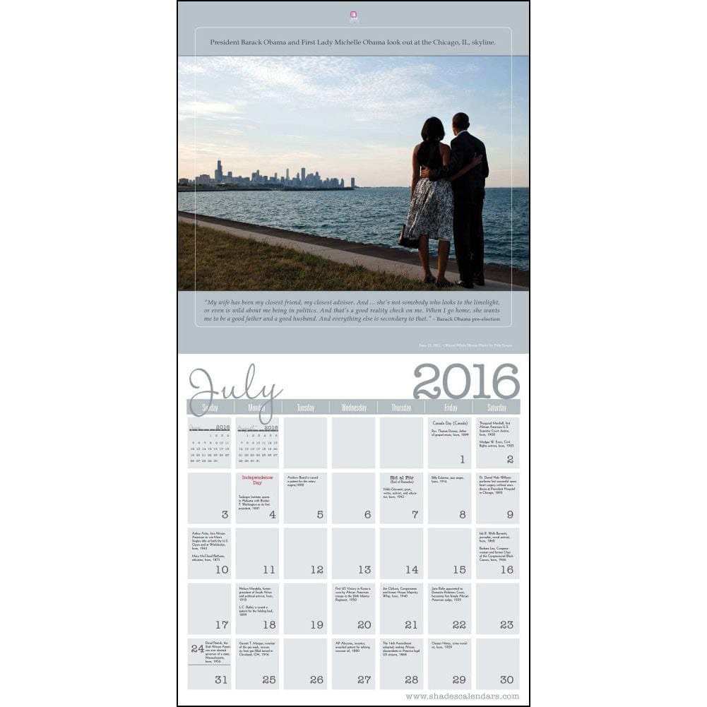 The Obama Years: 2016 African American Calendar (Inside)