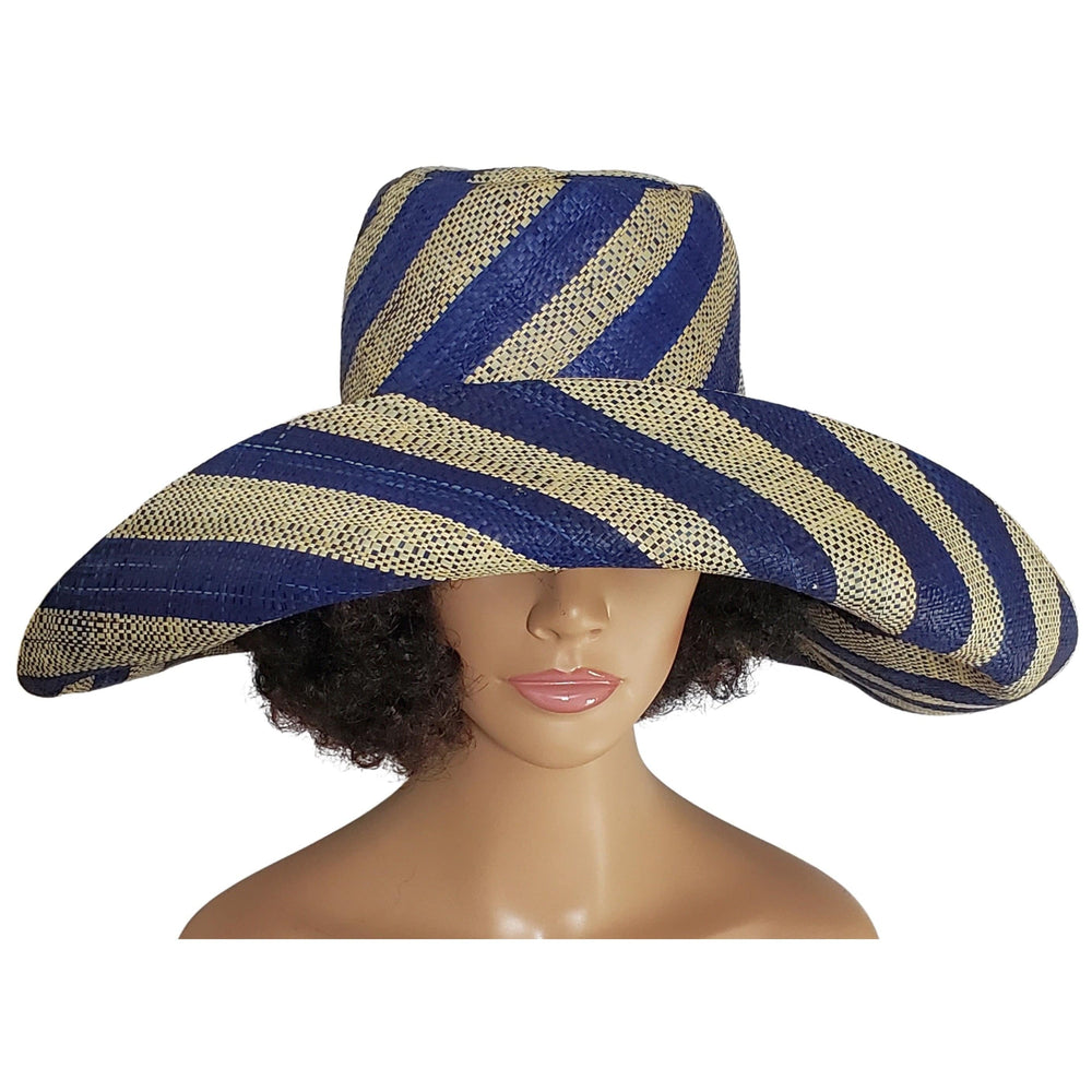 Ola: Authentic Hand Woven Multi-Color Madagascar Big Brim Raffia Sun Hat