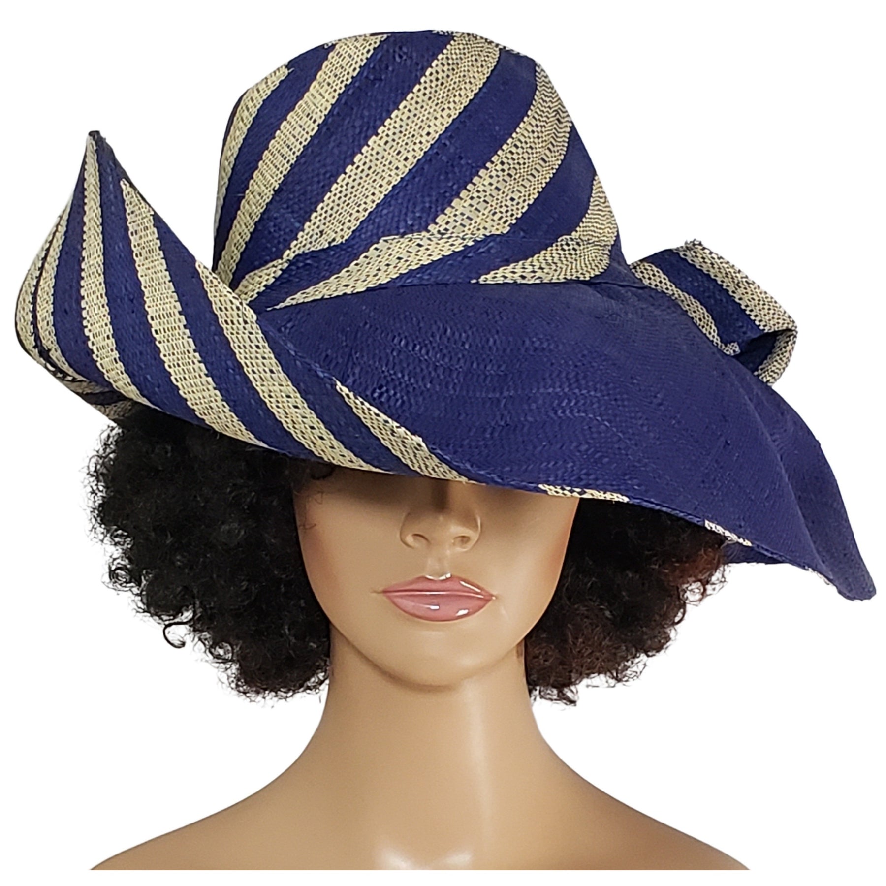 2 of 3: Oluchi: Authentic Hand Woven Multi-Color Madagascar Big Brim Raffia Sun Hat